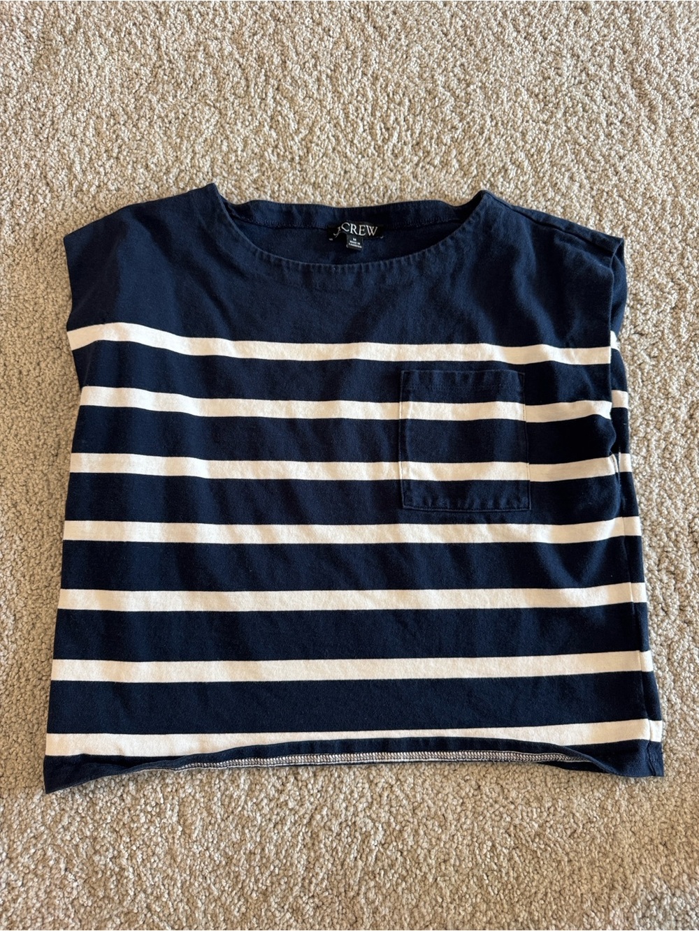 J. Crew Navy and White Striped mariner jersey boatneck muscle T-shirt in stripe - Picture 2 of 2